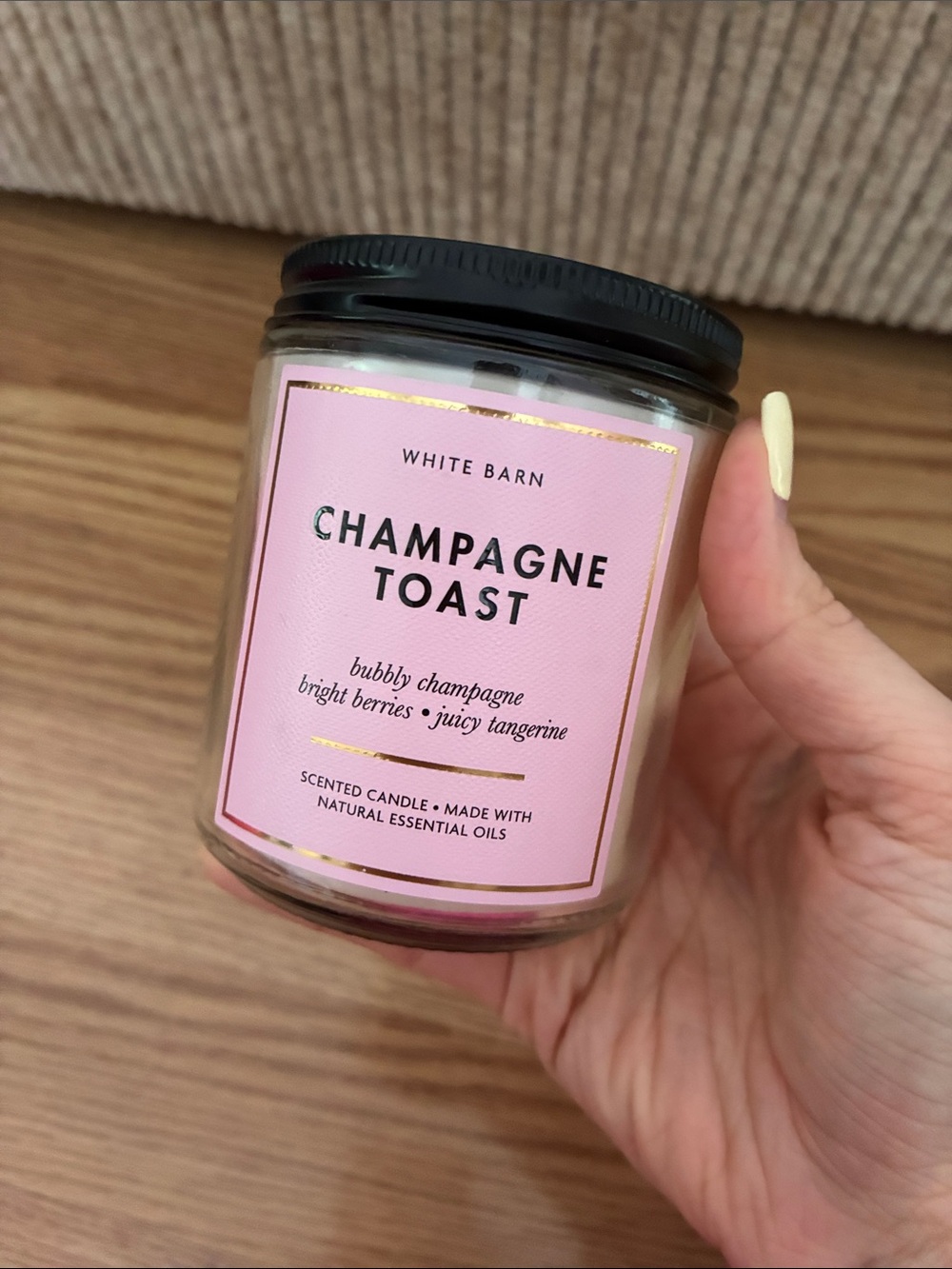 White Barn Champagne Toast Scented Candle - Pink & Black Lid